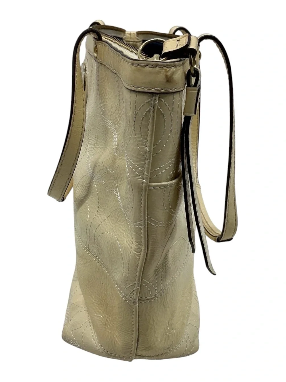 Coach Metallic Light Yellow Leather Tote